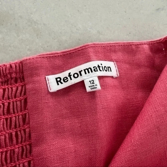 Reformation Fettuccine Sweetheart Neck Strapless Linen Dress B1310 - Picture 2 of 5